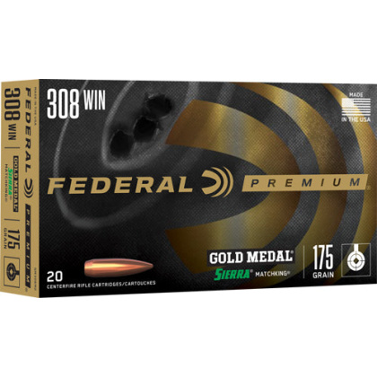 Fed Ammo Gold Medal .308 Win. - 175gr. Sierra Matchking 20-pk