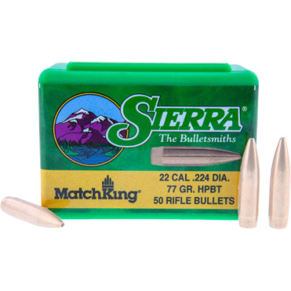 Sierra Bullets .22 Cal .224 - 77gr Hpbt W-cannelure 50ct