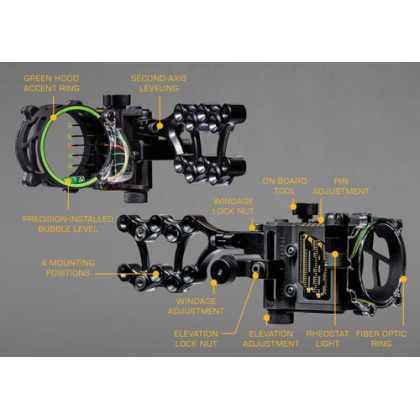 Trophy Ridge Bow Sight Fix 5 - 5-pin .019 Rh Black