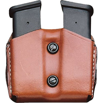 Desantis Double Mag Pouch Owb - Leather Single Stack 9-40 Tan